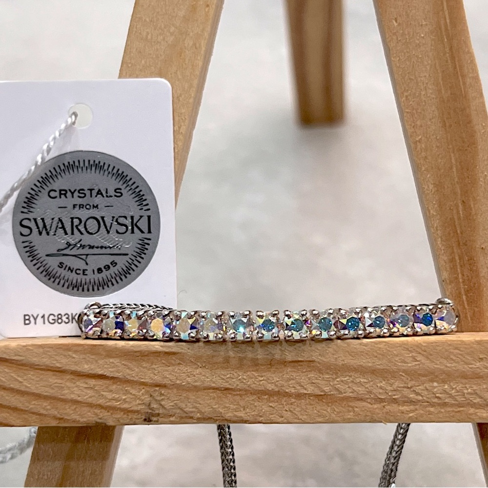 SWAROVSKI Aurora Borealis Crystal Sterling Silver BOLO Bar Bracelet